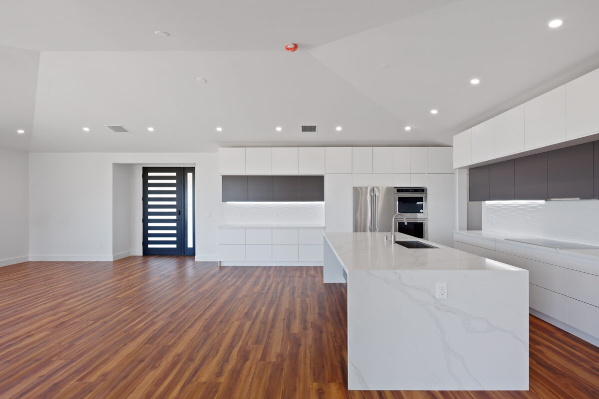 Kitchen detail with quartz island