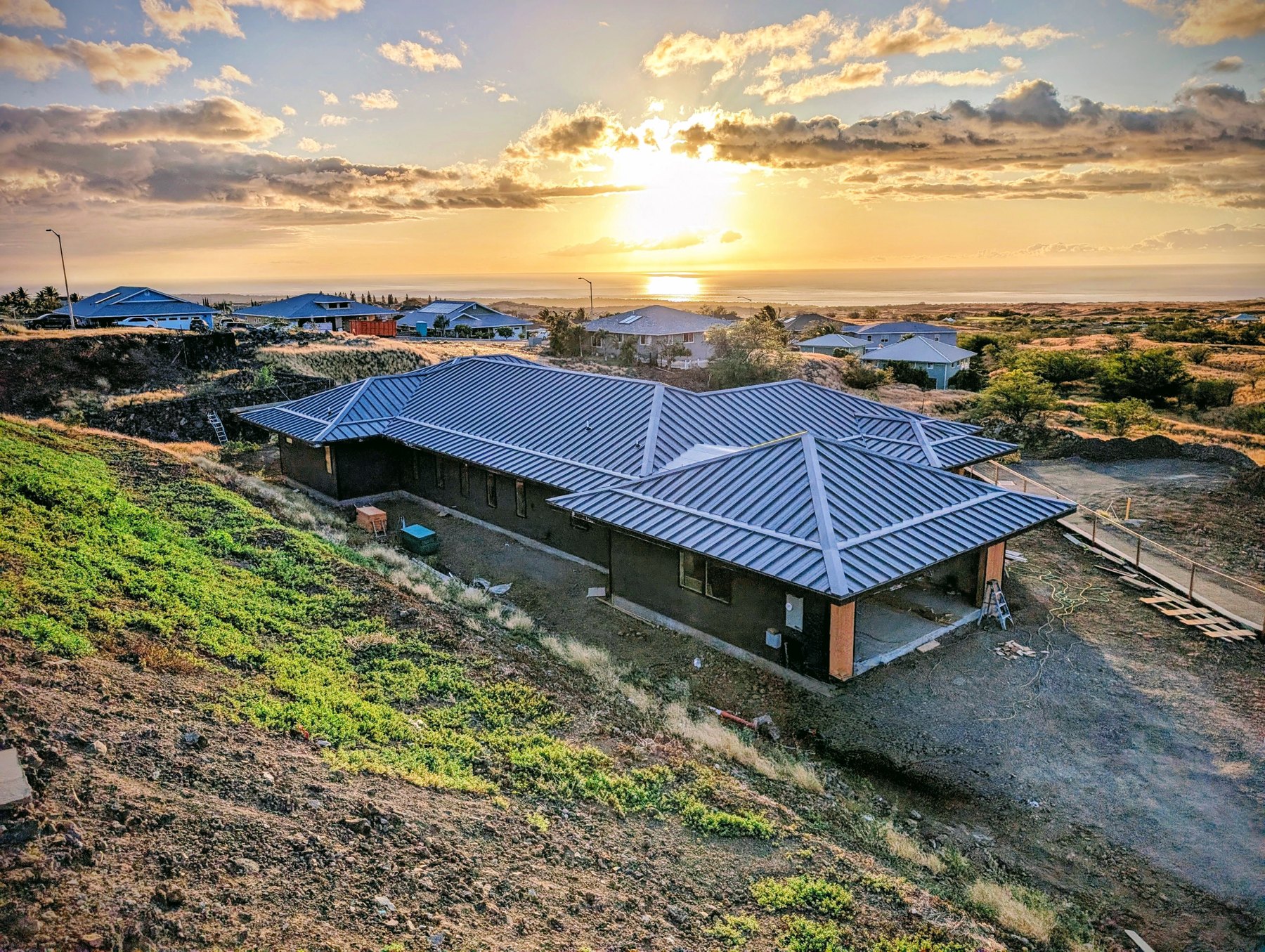 Kainani home at sunset over the Kohala coast